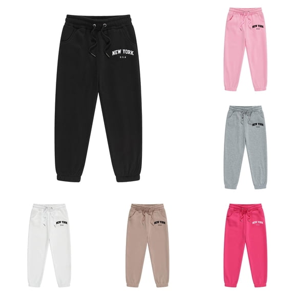 PMVFHDE Girls Athletic Jogger Pants With Stretchy Soft For Kids Sports Running Yoga Play Casual Wear Comfortable Everyday Outdoor Black,4-5 Years