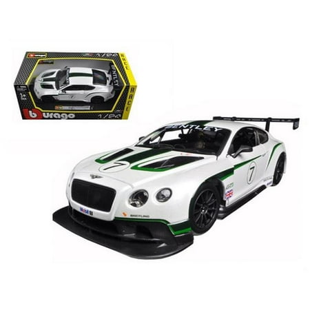 Bentley Continental GT3 White #7 1/24 Diecast Model Car by