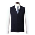 thumbnail image 1 of Men's Sweater Vest Knitted Sleeveless Cardigan Casual Solid Color Vest Versatile Layering for Everyday Style, 1 of 8
