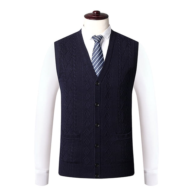 Men's Sweater Vest Knitted Sleeveless Cardigan Casual Solid Color Vest Versatile Layering for Everyday Style