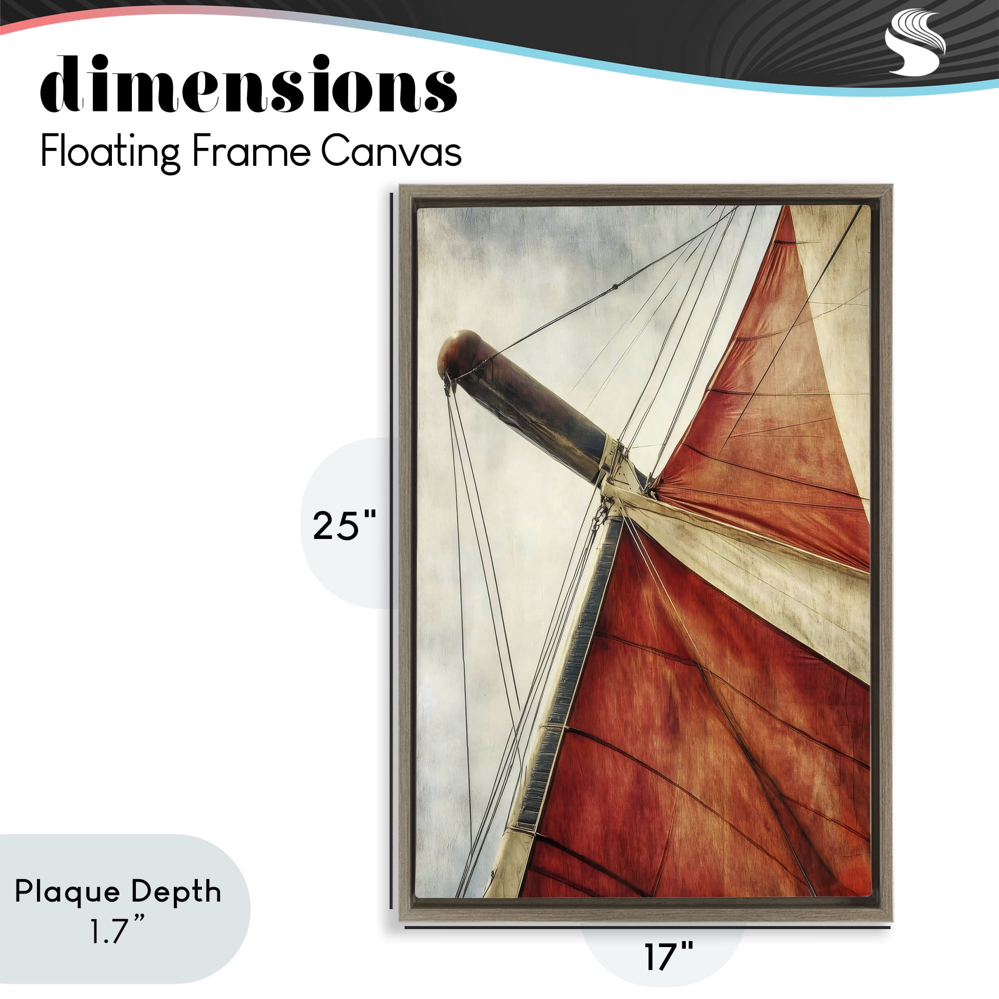 Stupell Industries Red Sail at Sea Brown Framed Floater Canvas Wall Art, design by Creative Studio