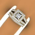 thumbnail image 4 of Dazzlingrock Collection 1.50 Carat (ctw) 14K Princess & Round Cut Diamond Halo Engagement Ring Set 1 CT, Yellow Gold, Size 8, 4 of 4