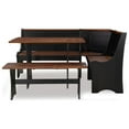 Riverbay Furniture Kerry Planked Solid Wood Dining Nook Set in Black