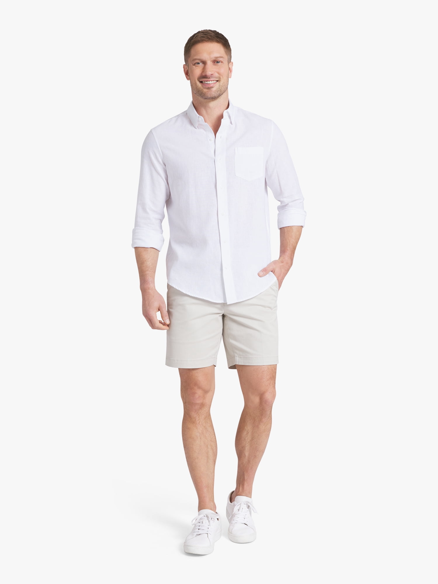 Chaps Men's & Big Men's Long Sleeve Linen Shirt, Sizes S-3XL