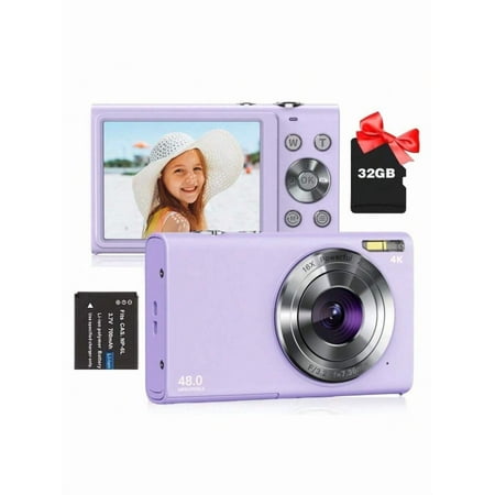 4K Digital Camera,Autofocus Vlogging Camera 48MP 16X Digital Zoom Digital Camera With 32GB Memory Card 1 Battery,Portable Compact Small Camera For Adults Beginners