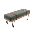 thumbnail image 5 of Guyou Modern Leather Rectangle Ottoman Bench with Two Straps and Metal Legs, Upholstered Bed End Bench Entryway Shoe Bench Dining Table Bench Footstool for Bedroom Living Room, Green, 5 of 11