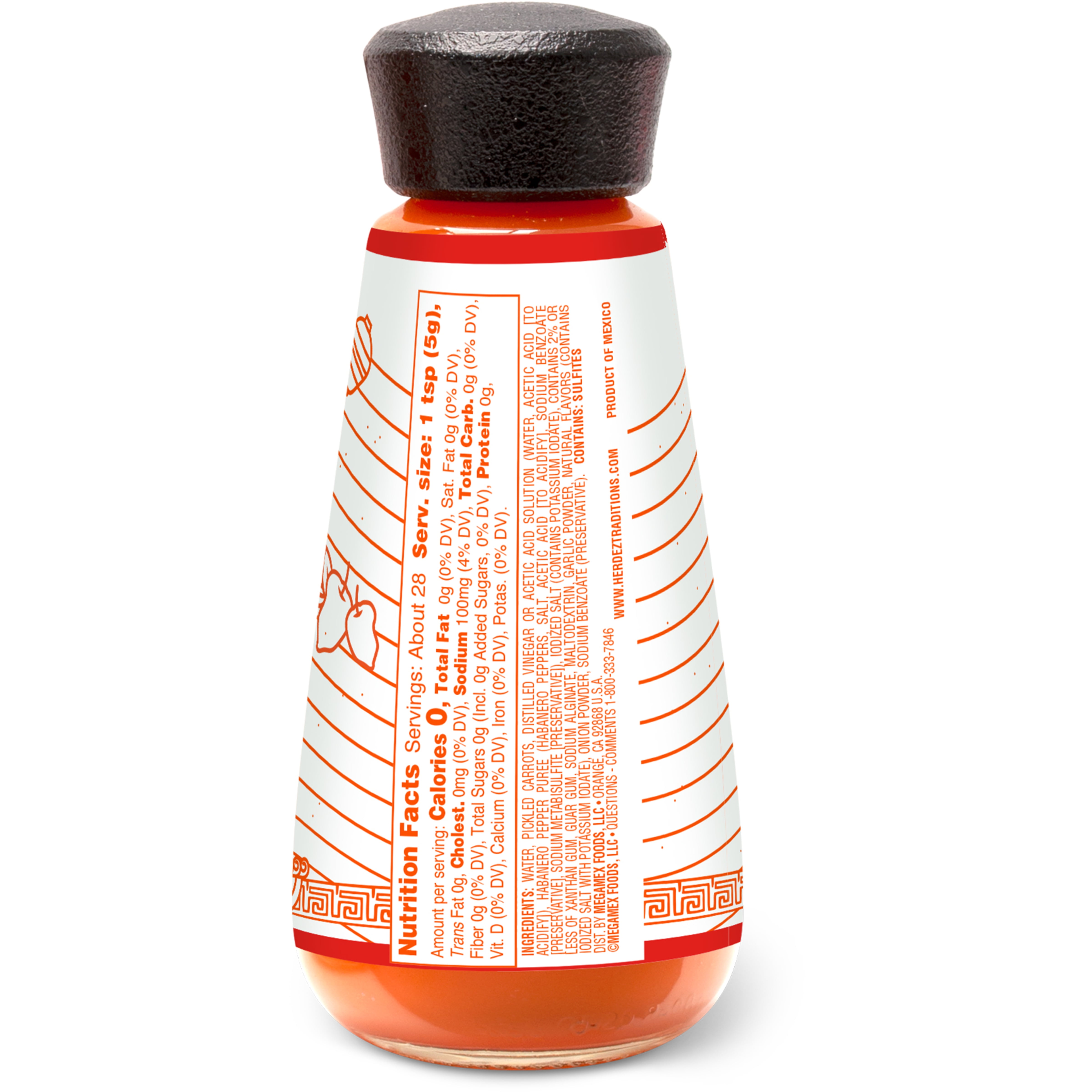(12 pack) HERDEZ Habanero Hot Sauce, Shelf Stable, Regular, 5 oz Glass Bottle