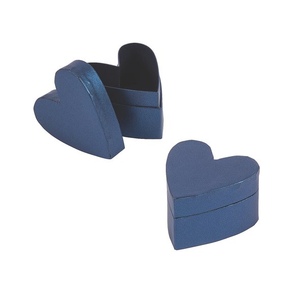 Navy Pearlescent Heart Shaped Favor Box - Party Supplies - 12 Pieces