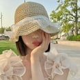 thumbnail image 2 of CoCopeanut fashion Summer New Handmade Crochet Beach Hat Korean Short-brimmed Bucket Hat Women Fisherman Hat Girls Fashion Hollow Panama, 2 of 6