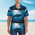 thumbnail image 2 of Bingfone Ocean Dolphin Fish School for Men's Short Sleeve Button Down Shirts Hawaiian Beach Shirt,Large, 2 of 7