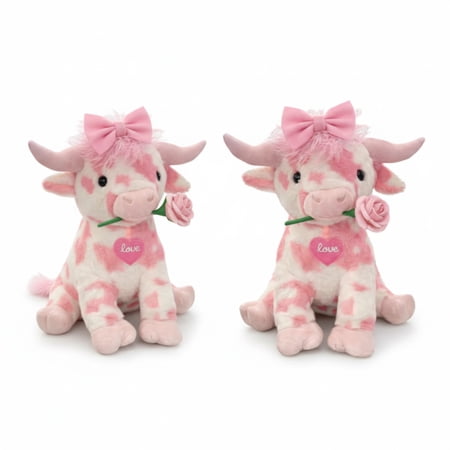 2-Pack Adorable Cow Plush Toy Stuffed Animal Soft Pink Bull Doll with Rose Heart Decor for Children and Adults Kawaii Cow Pillow Birthday Valentine Gift for Boys Girls 2-Pack Adorable Cow Plush Toy Stuffed Animal Soft Pink Bull Doll with Rose Heart Decor for Children and Adults Kawaii Cow Pillow Birthday Valentine Gift for Boys Girls