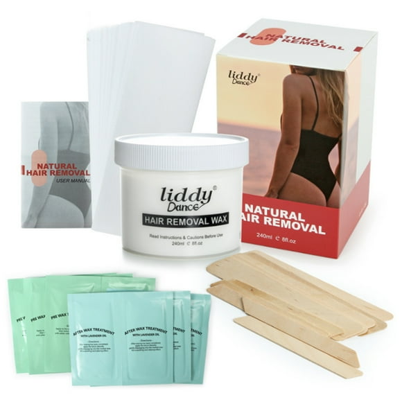 liddy Hair Removal Wax Set Microwaveable Hair Removal Tool Kit Post Waxing Wipes Wax Strips Applicator Sticks for Legs Face Eyebrows Nose Body