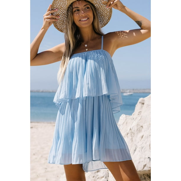 Pleated spaghetti deals strap dress