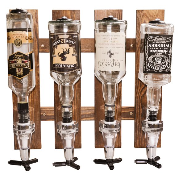 Dispensador de licor de pared Gesonlinka para 4 botellas de madera