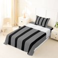 thumbnail image 3 of Castle Fairy Tribal Thin Vertical Stripe Twin Sheets 3pcs,Minimalism Wide Band Bedding,Black White,1 Flat Sheet, 1 Fitted Sheet and 1 Pillowcase, 3 of 7