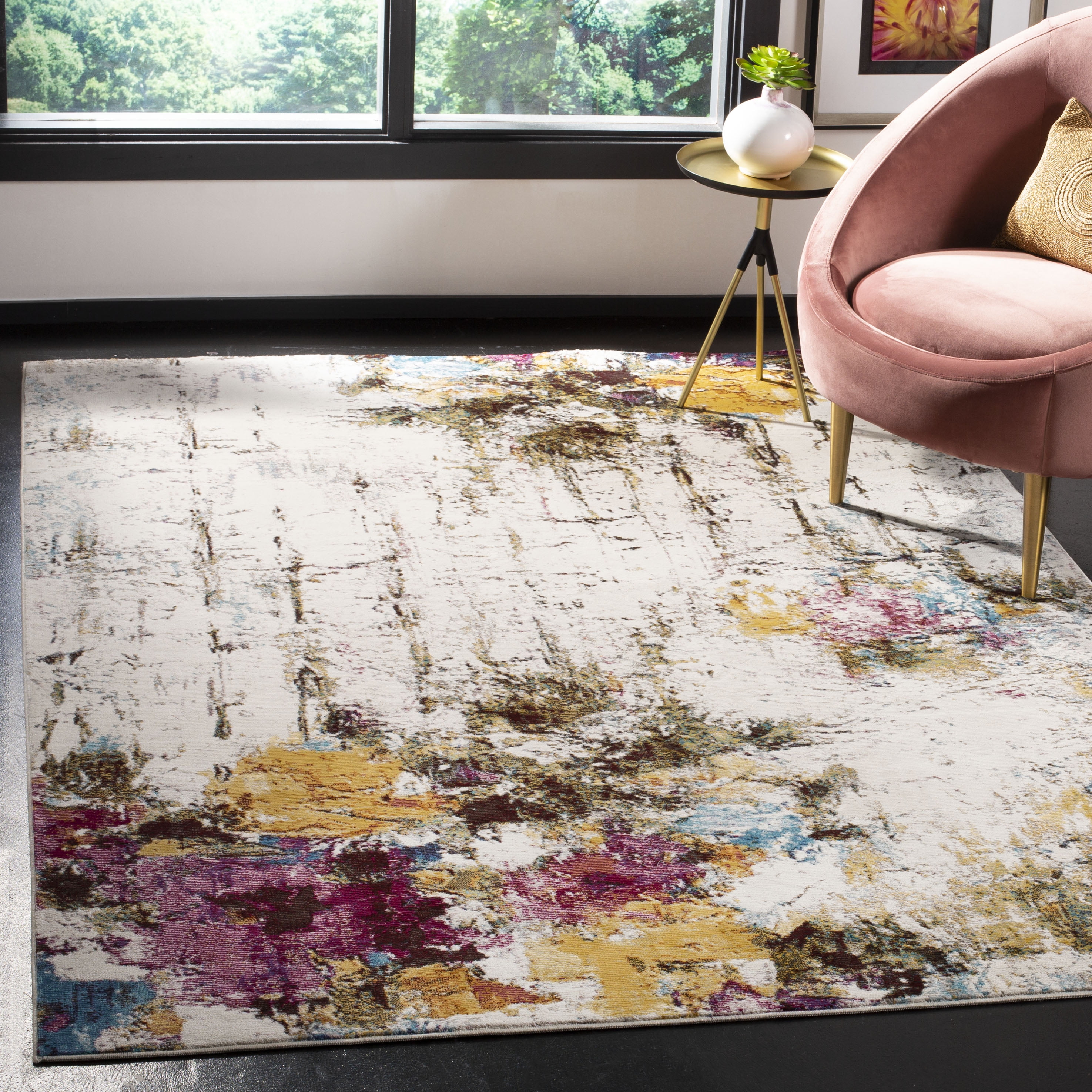 SAFAVIEH Aria Caelestinus Abstract Area Rug, Cream/Olive, 10' x 14'