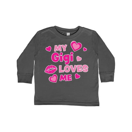 

Inktastic Valentine s Day My Gigi Loves Me Hearts and Lips Gift Toddler Boy or Toddler Girl Long Sleeve T-Shirt
