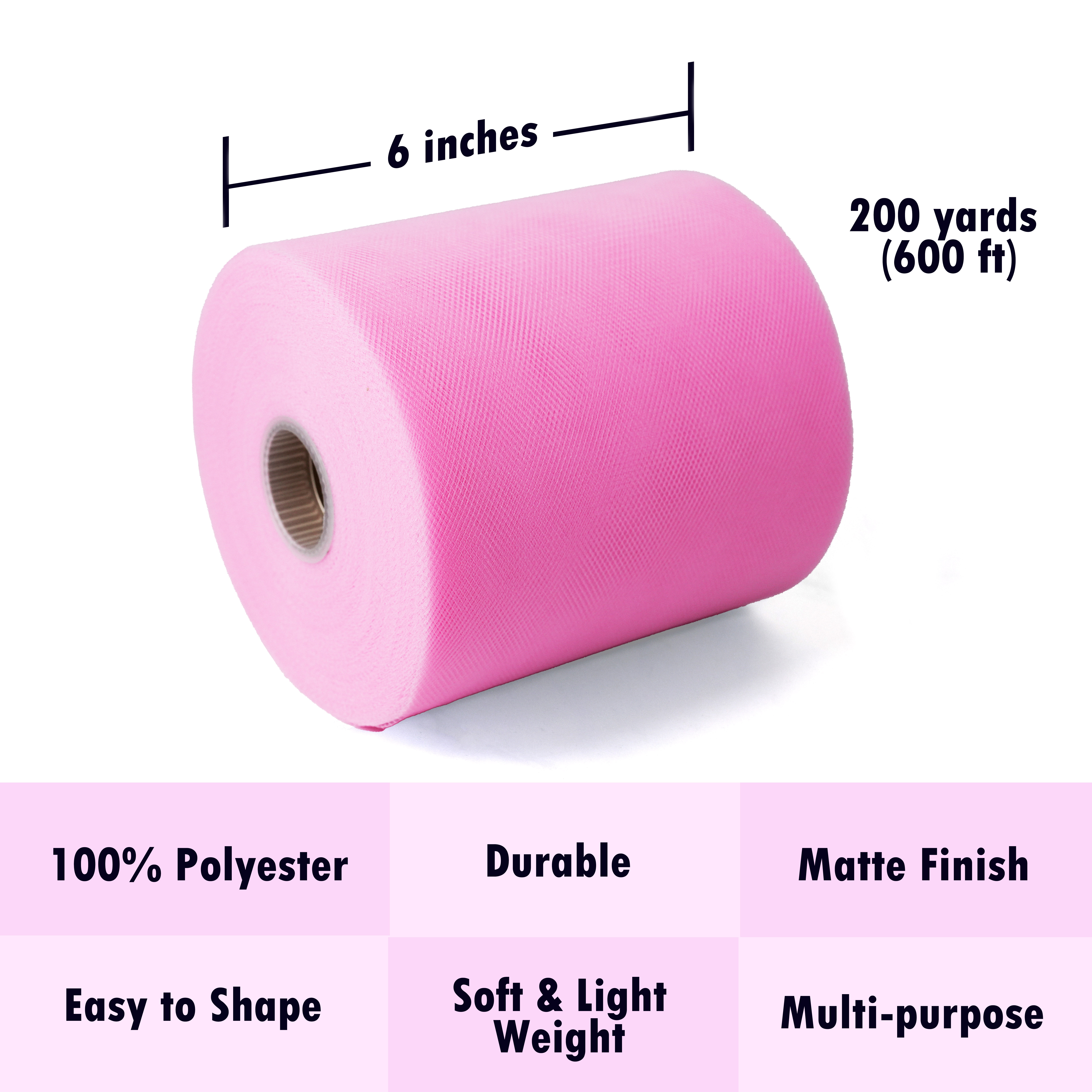 Hot Pink Tulle Roll Spool 6″ x 100yd, 300 Feet – Kyezi