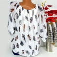 thumbnail image 3 of kaondbfi Summer Tops for Women Women's Loose Leisure Printed V-neck Elbow Sleeve T-shirt Tops Womens Essentials Fashion Clothing, 3 of 5