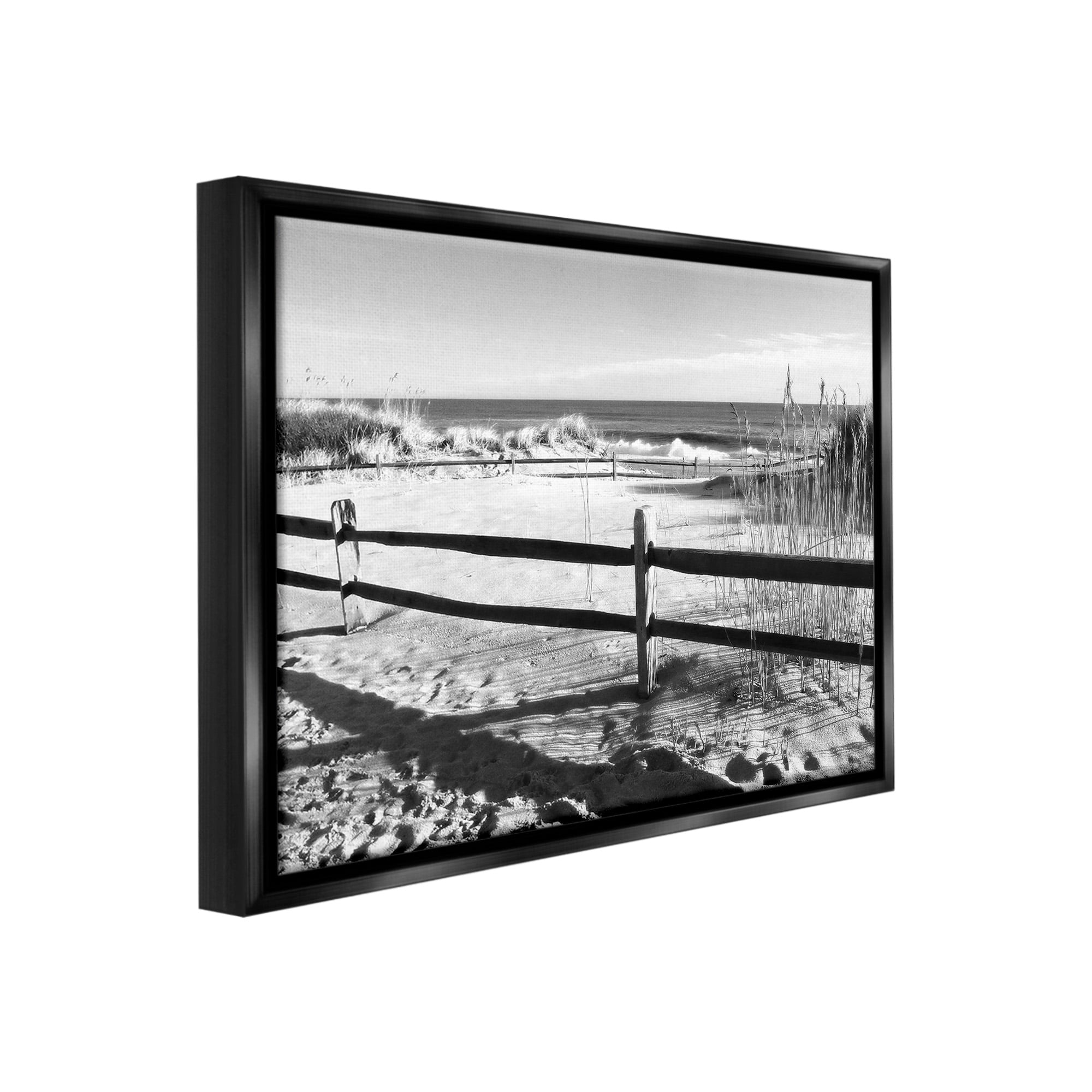 Stupell Industries Sandy Fenced Path Landscape Photography Black Floater Framed Canvas Art Print Wall Art, 21 x 17