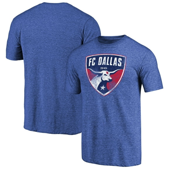 Men's Royal FC Dallas Distressed Primary Logo Tri-Blend T-Shirt