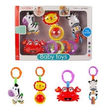 SONAJAS PARA BEBE BABYTOYS 4 PIEZAS CON ARITOS