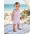 thumbnail image 5 of Cenuakty Toddler Newborn 6M 12M 18M 2T 3T 4T Girl Plaid Sleeveless Romper Asymmetric Ruffled Bodysuit Classic V-Neck Checkered Jumpsuit, 5 of 9