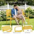 thumbnail image 6 of Dovov Oversized Outdoor Bench, Steel Garden Bench All Weather Patio Bench Outdoor Loveseat Bench for Backyard Porch Garden, Geometric Backrest, Yellow, 6 of 11