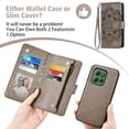 thumbnail image 3 of Asuwish Phone Case for Motorola Moto G Power 5G 2025 Zipper Wallet Magnetic Detachable Cell Cover with Tempered Glass Screen Protector Crossbody Strap Flower Card Holder Slot XT2515-1 Women Grey, 3 of 7