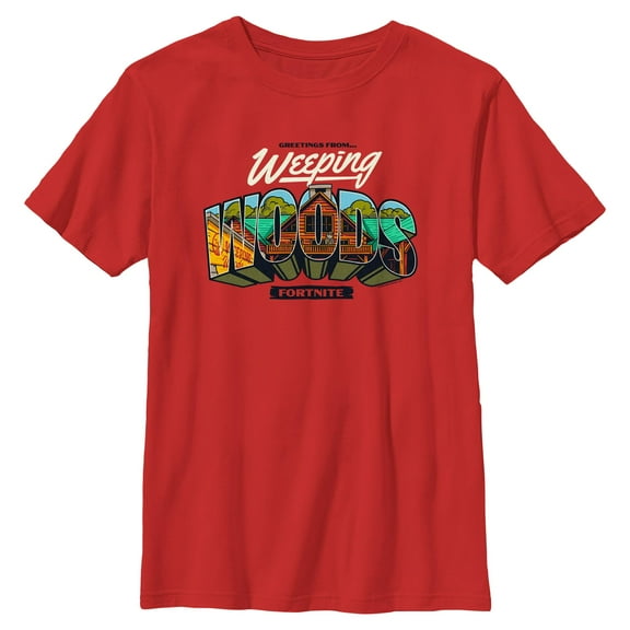 Boy's Fortnite Greetings From Weeping Woods Graphic T-Shirt