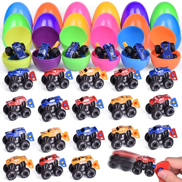 FUN LITTLE TOYS 18 PCs Easter Eggs Prefilled with Toy Vehicles for