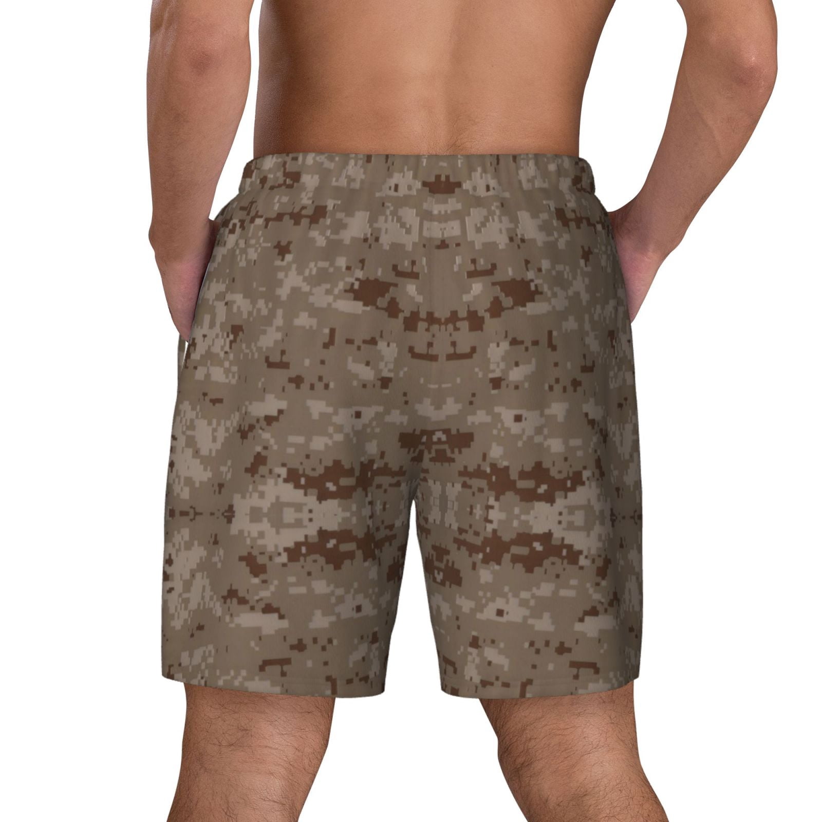 Men's Desert Digital Camouflage Swim Trunks with Compression Liner Bathing Suit Swimwear