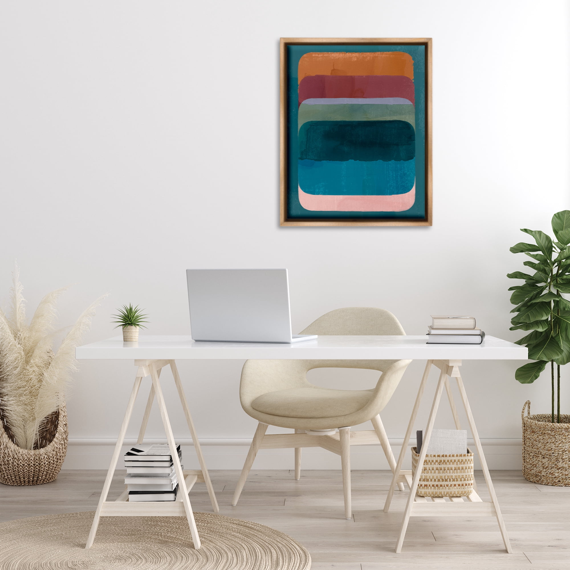 Stupell Industries Rustic Inspired Ombre Pattern Abstract Painting Brown Floater Framed Canvas Art Print Wall Art, 25 x 31
