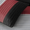thumbnail image 6 of Chezmoi Collection Briar 7-Piece King Bed in a Bag Comforter Set with Sheets - Lightweight Comforter Red Black Gray Luxury Pleated Stripe Bedding Set for All Season, 6 of 9