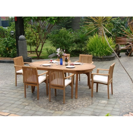 6 Seater Extendable Dining Table And Chairs Teak Dining Set:6 Seater 7 Pc - 94