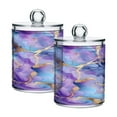 thumbnail image 7 of 4 Pack Qtip Holder Dispenser Blue Purple Marble Clear Plastic Storage Apothecary Jars for Cotton Swabs Balls Pads Floss, 7 of 7
