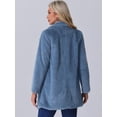 thumbnail image 4 of DARING DIVA Women's Lapel Faux Fur Fuzzy Warm Jacket Overcoat XS Grey Blue, 4 of 6