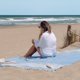 thumbnail image 2 of Toalla de playa MOMOMUS extra grande, 100% algodón, resistente a la arena, azul claro, 2 of 8