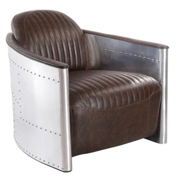 Kanalu Antique Lounge Chair with Expertly crafted with genuine leather and a sturdy riveted metal frame