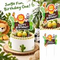 thumbnail image 2 of Jungle Animal Cake Topper,Cute Safari Cartoon Decorative Large Cake Pick with Green Leaves for Birthday Celebration and Party Supply, 2 of 7