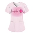 thumbnail image 1 of Mode Femmes Imprimé Court avec Poches Chemise Synthétique à Manches Longues Col en V Blouse Hauts, 1 of 3