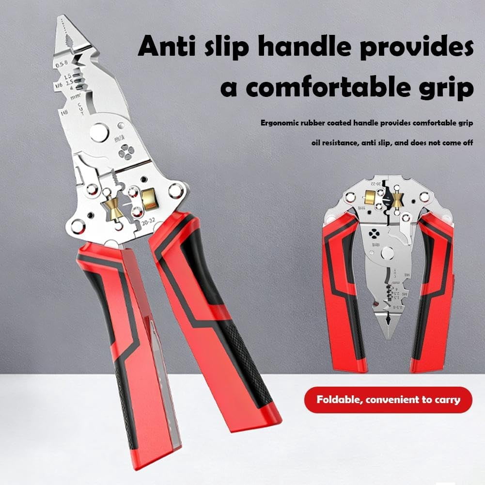 16 in 1 Wire Stripper Twister | Multi-Functional Pliers for Cutting, Stripping & Pulling Wires, Voltage Tester 12-250V, Foldable Cable Scissors for Electrical Repair & DIY