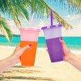 thumbnail image 6 of 5Pcs Triani 32 oz Color Changing Cups with Lids and Straws,  Reusable Cups for Adults and Kids, Bulk Tumblers for Iced Coffee Tea and Smoothie, Summer Cups for Party and Travel, 6 of 10