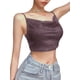 thumbnail image 3 of Txlixc Blusa de verano para mujeres, correas de espaguetis brillantes, negras cuello V de corte bajo para niñas Txlixc moda, 3 of 7