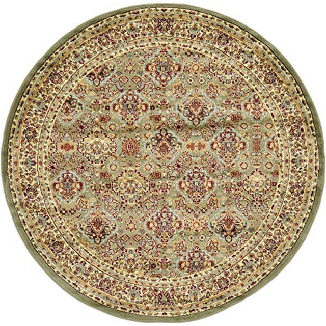 Unique Loom Voyage Collection Traditional Oriental Classic Intricate Design Area Rug, 6' 0 x 6' 0 Round, Light Green/Ivory