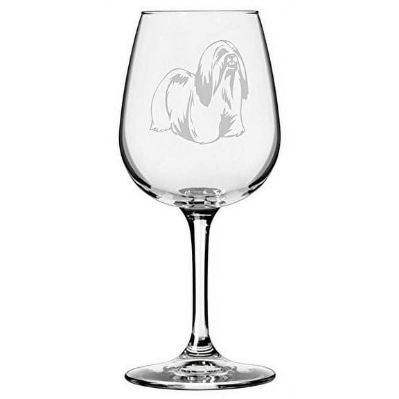 Lhasa Apso Dog Themed Etched 12.75oz Libbey Wine Glass