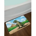thumbnail image 2 of Dinosaur Bath Mat, Giant Lizard T-Rex on Active Volcano Untouched Jungle Backdrop, Non-Slip Plush Mat Bathroom Kitchen Laundry Room Decor, 29.5 X 17.5 Inches, Green Pale Brown Pale Blue, Ambesonne, 2 of 2
