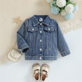 thumbnail image 3 of Toddler Baby Boy Girl Jacket Big Lil Sister/Brother Letter Embroidery Jean Long Sleeve Cardigan Button Denim Coat, 3 of 8