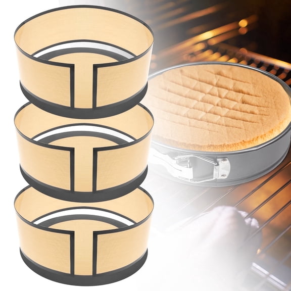 Tcwhniev 3 Set 9 Inch Round Silicone Baking Mat, 32 x 3.9 inch Long Strip Silicone Baking Mat Reusable Silicone Mat for Baking Pan for Cake/Bread/Pizza/Macaron/Pastry/Cookie