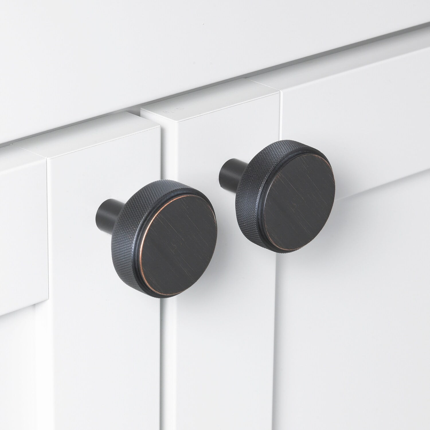 GlideRite 1-1/2 in. Solid Round Knurled Cabinet Knob, Oil Rubbed Bronze, Pack of 10